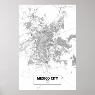 Mexico City, Mexico (black on white) Poster