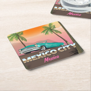 Mexico City , mexico holiday poster Square Paper Coaster