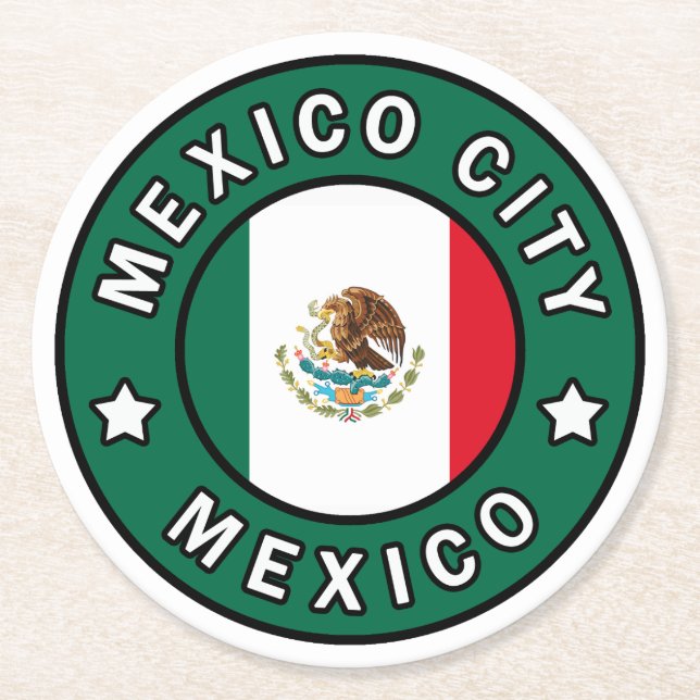 Mexico City Mexico Round Paper Coaster (Front)