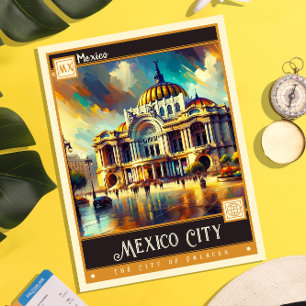 Mexico City, Mexico Vintage Painting Postcard