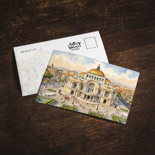 Mexico City Watercolor Postcard