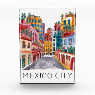 Mexico City watercolour Photo Block
