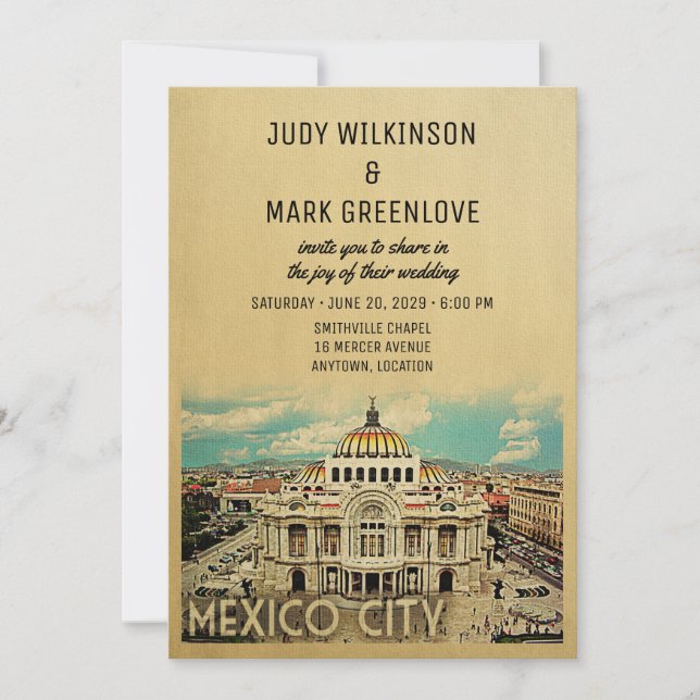 Mexico City Wedding Invitation Palacio Bellas Arte (Front)