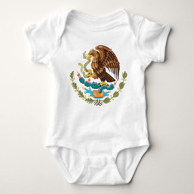 Mexico Coat of Arms - Flag of Mexico Baby Bodysuit (Front)