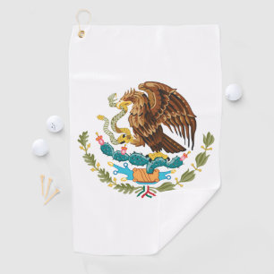 Mexico Coat of Arms - Flag of Mexico Golf Towel