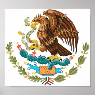 Mexico Coat of Arms - Flag of Mexico Poster