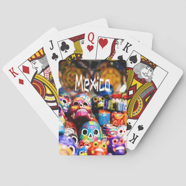 Mexico Colourful Bright skulls Playing Cards (Back)