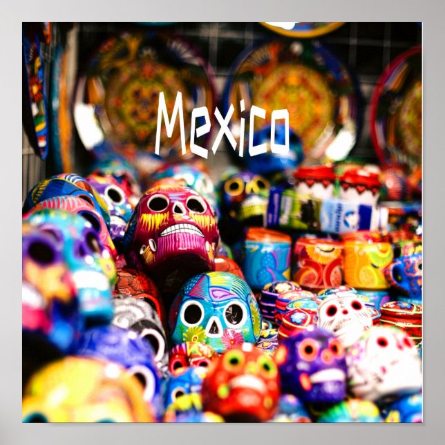 Mexico Colourful Bright skulls Poster (Front)