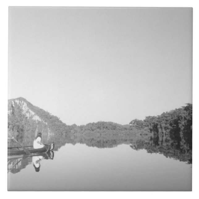 Mexico, CONANP park ranger patrols with his son Ceramic Tile (Front)
