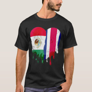 Mexico Costa Rica Flag Heart Citizen Grown Patriot T-Shirt