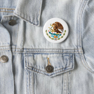 Mexico country coat arms symbol emblem flag eagle 6 cm round badge
