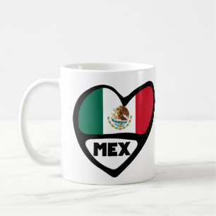 Mexico Country Code Flag Heart, MEX Coffee Mug