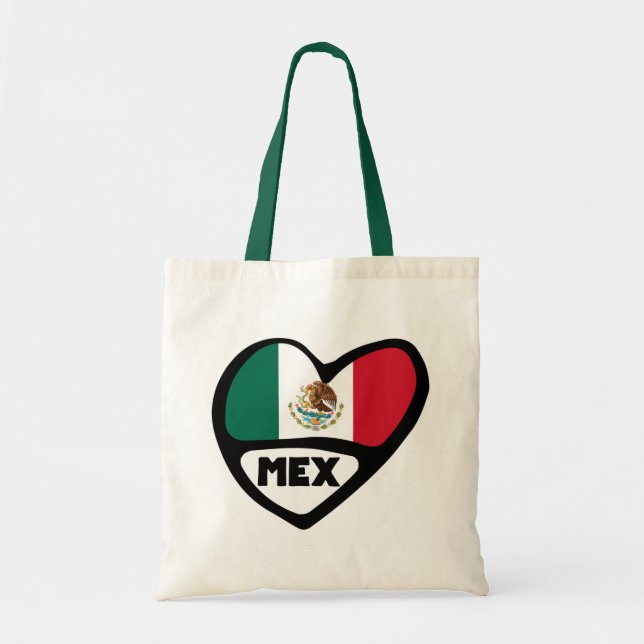 Mexico Country Code Flag Heart, MEX Tote Bag (Front)