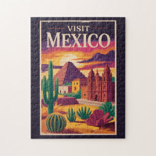 Mexico Culture Illustration Travel Art Vintage Jigsaw Puzzle
