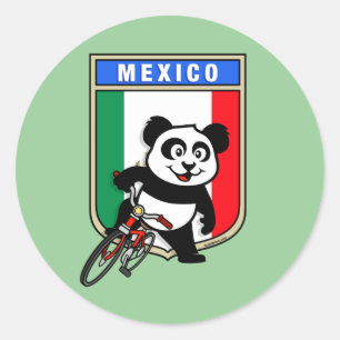 Mexico Cycling Panda Classic Round Sticker