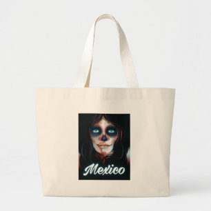 Mexico Day of the Dead Vacation print Large Tote Bag