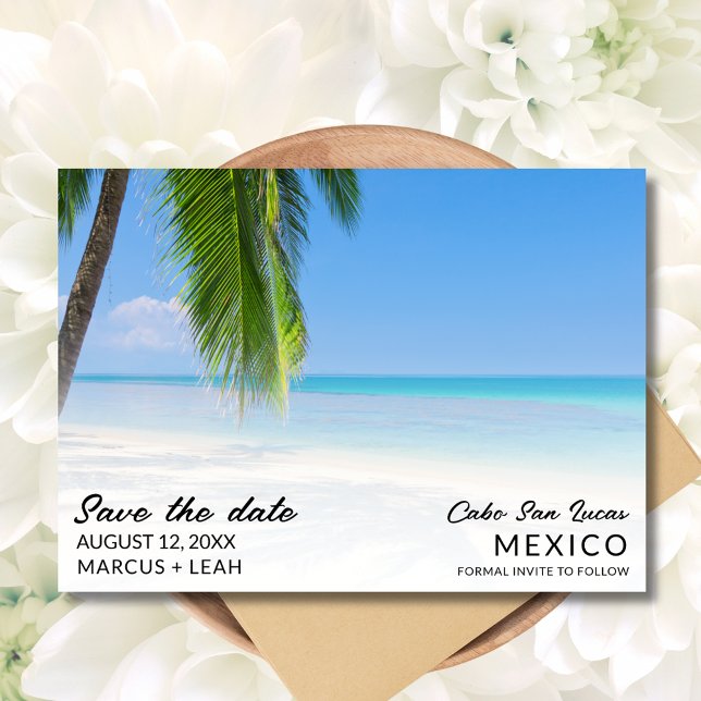 Mexico Destination Beach Wedding Photo Save The Date (Mexico Destination Beach Wedding Photo Save The Date)