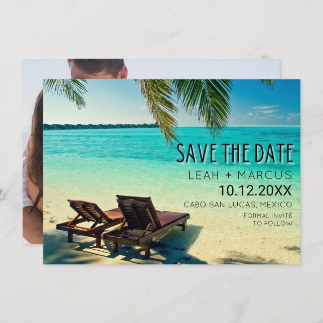 Mexico Destination Beach Wedding Save the Date (Front/Back)