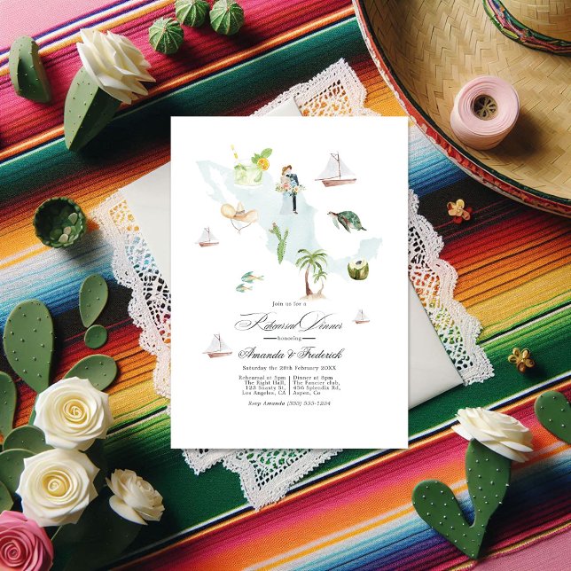 Mexico Destination Wedding Rehearsal Dinner Invitation (Mexico Destination Wedding Rehearsal Dinner Invitation)