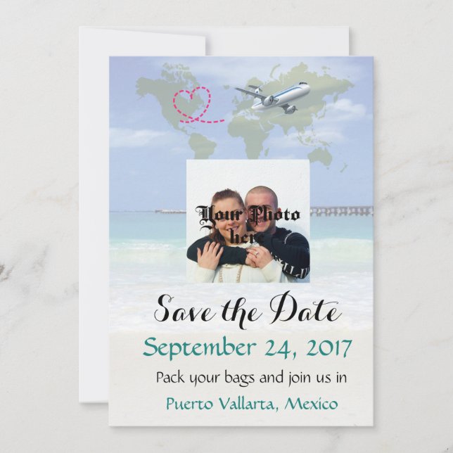 Mexico Destination Wedding Save the Date Card (Front)