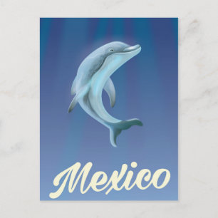 Mexico Dolphin Travel poster Postcard