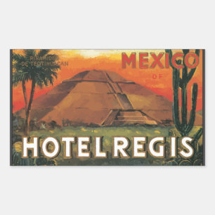 Mexico Ds Hotel Regis, Vintage Rectangular Sticker