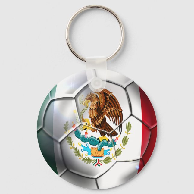 Mexico el Tri soccer ball Mexican flag gear Key Ring (Front)
