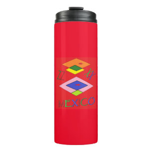 MEXICO Ethno patterns and colour red Thermal Tumbler
