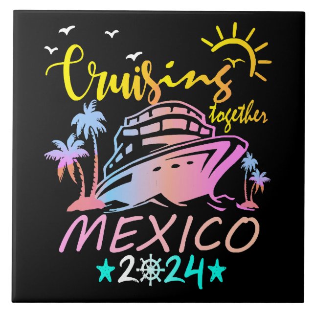 Mexico Family Cruise Ceramic Tile (Front)