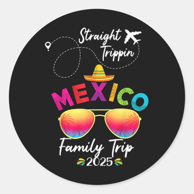Mexico Family Vacation Cancun 2025 Straight Trippi Classic Round Sticker (Front)