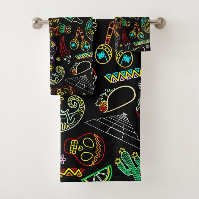 Mexico Fiesta Pattern  Bath Towel Set (Insitu)