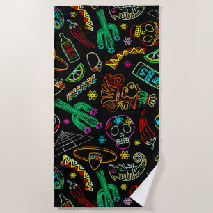 Mexico Fiesta Pattern Beach Towel