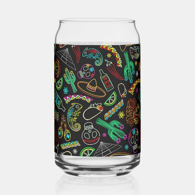 Mexico Fiesta Pattern Can Glass (Front)