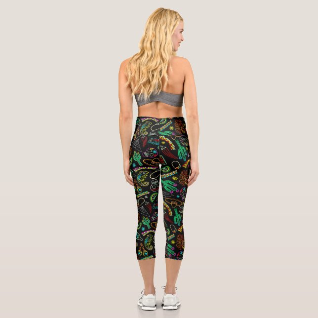 Mexico Fiesta Pattern  Capri Leggings (Back)