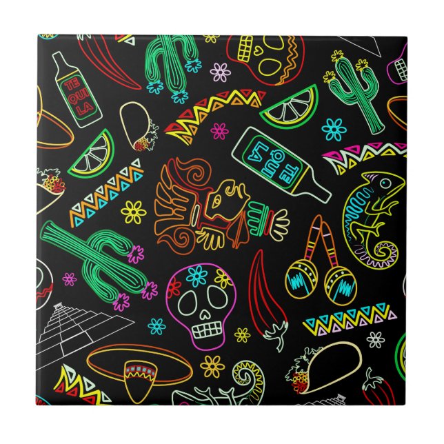 Mexico Fiesta Pattern  Ceramic Tile (Front)