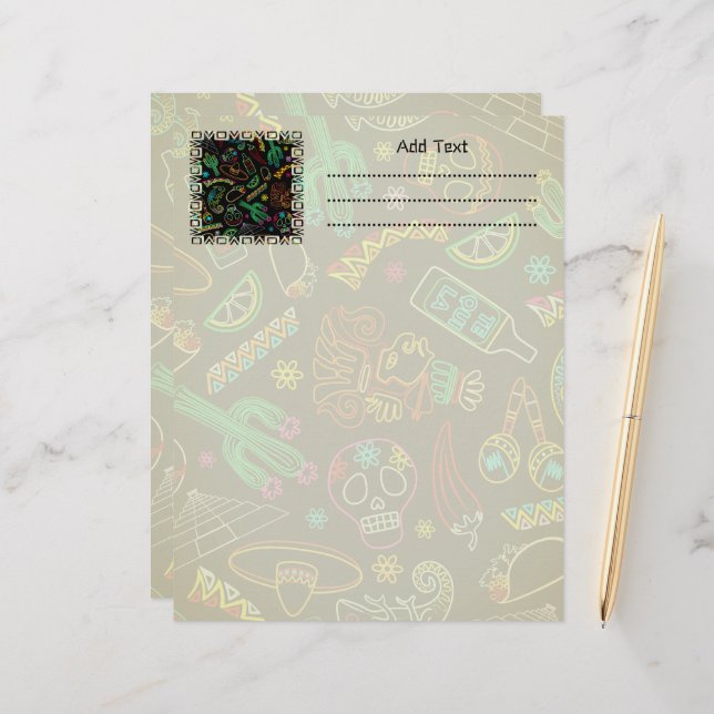 Mexico Fiesta Pattern  Custom Letterhead (Front/Back In Situ)