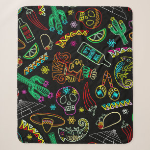 Mexico Fiesta Pattern Sherpa Blanket