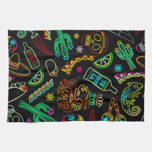 Mexico Fiesta Pattern  Tea Towel