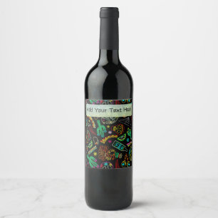 Mexico Fiesta Pattern  Wine Label