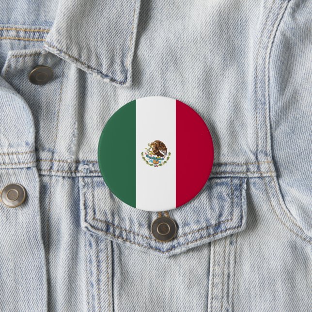 Mexico flag 7.5 cm round badge (In Situ)