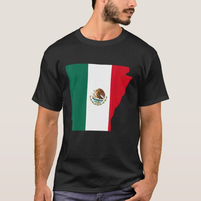 Mexico Flag Arkansas State Shape T-Shirt (Front)