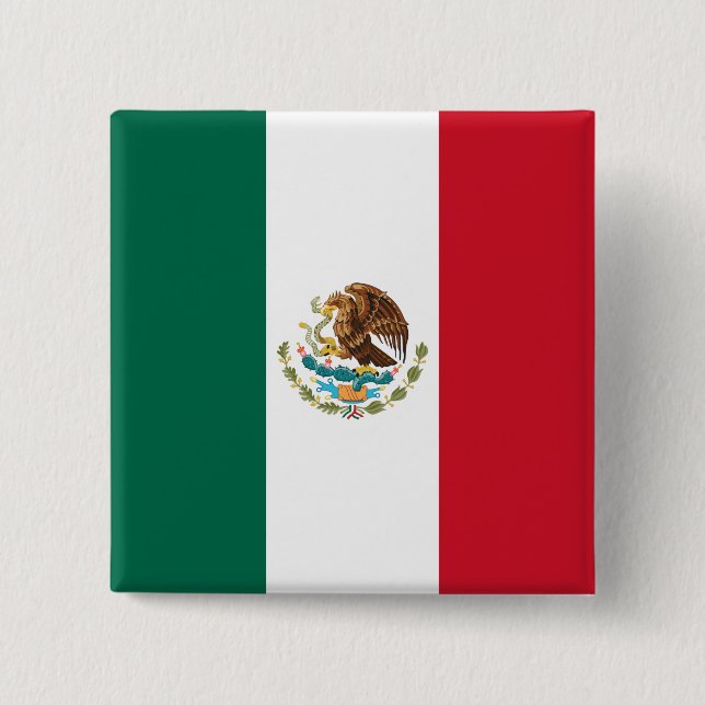 Mexico Flag, Bandera de Mexican Republic 15 Cm Square Badge (Front)