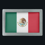 Mexico Flag, Bandera de Mexican Republic Belt Buckle<br><div class="desc">The History and Meaning of the Mexican Flag, The Mexican flag, with its vibrant colours and distinctive symbols, holds deep historical and cultural significance for the Mexican people. The current design of the flag, featuring a golden eagle perched on a prickly pear cactus devouring a serpent, has been in use...</div>