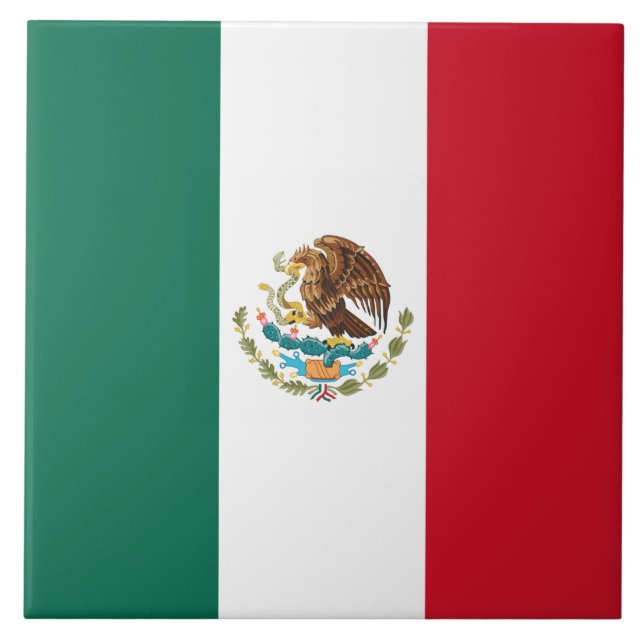 Mexico Flag, Bandera de Mexican Republic Ceramic Tile (Front)