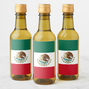 Mexico Flag, Bandera de Mexican Republic Wine Label