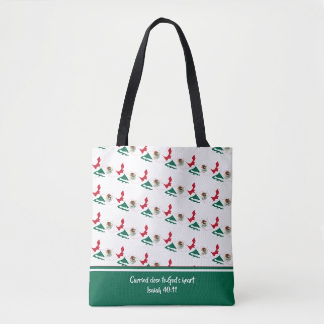MEXICO Flag Christian Scripture GREEN Tote Bag (Front)