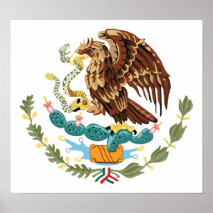 Mexico Flag Coat of Arms Poster