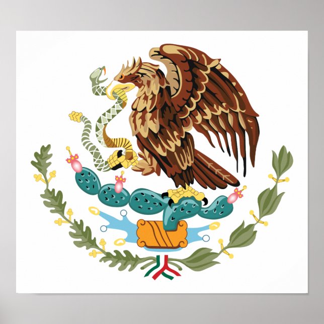 Mexico Flag Coat of Arms Poster (Front)