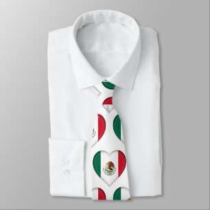 Mexico Flag Colours Heart Pattern Neck Tie