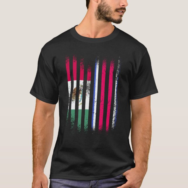 Mexico Flag Costa Rica Grown Country Flags Stripes T-Shirt (Front)